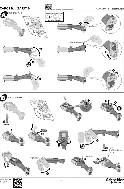 schneider施耐德ZARC21_ ZARC39 Rear and Front Protection for Wireless Remote Control Station_ Instruction Sheet